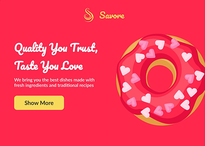 Savore Landing Page animation art design donut food icon illustration landing page logo minimalist modern testimonial ui