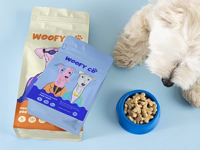 WOOFY CO | Dog food packaging design bag brand design brand identity branding design dog feeding food illustration logo logo design packaging packaging design pet pets pouch treats woof