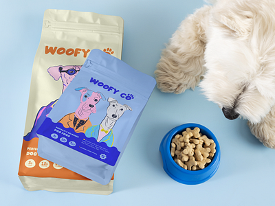 WOOFY CO - Dog food packaging design bag brand design brand identity branding design dog feeding food illustration logo logo design packaging packaging design pet pets pouch treats woof