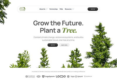 Tree Planting Hero Section Design climate change ui graphic design hero section landing page tree planting ui