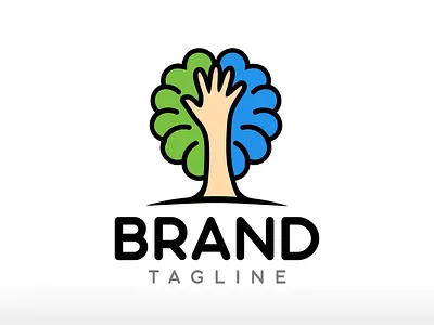 Human Care Brain Tree Logo Design Vector Icon Symbol Illustrate support