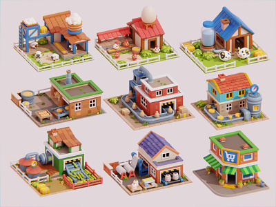 Building & Icons - Casual Game blender branding cartoon colorful design games illustration logo mobilegames ui