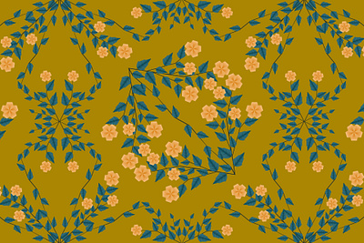 Pentacle Flora - Seamless Pattern blue botanical design fabric floral geometric graphic design illustration label design orange packaging design pattern pattern design pentacle print seamless pattern surface pattern textile wallpaper yellow