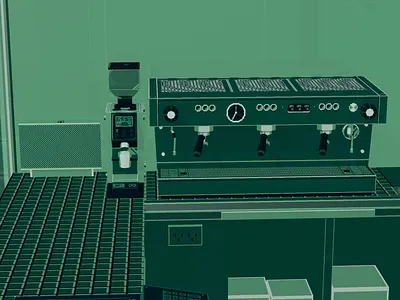 FBR Cafe - Interior Render 3d branding design graphic design low poly retro video games