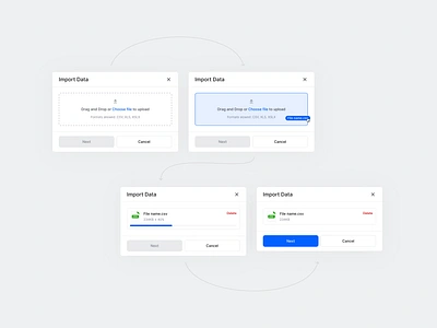 Import Data modal download flow import modal ui ux