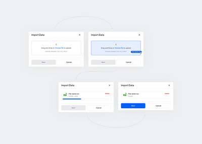 Import Data modal download flow import modal ui ux