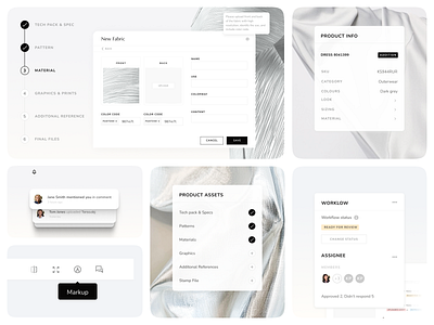 UI Components for Virtual Ateleir b2b digital asset ui fashion workflow flat ui saas ui ux pattern workflow