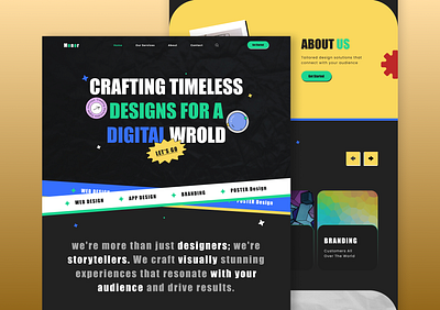 Creative Agency Website Design agency bold typography branding colorful creativeagency design design services illustration landi landing page modern web design poster design textured backgrounds ui uiux user friendly interface webdesign website website desigh website landingpage