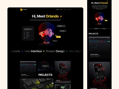 Orlando | UI Template | Personal Portfolio agency boomdevs branding darktheme deisgn landing page portfolio ui design web design website