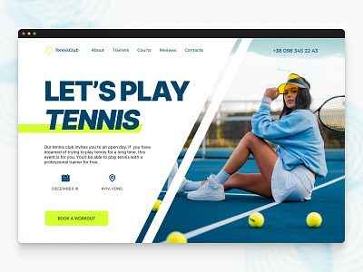 Tennis Club landing page boldtypography bookingplatform design eventpage fitness platform fitness website fitnessmotivation gym platform interactivedesign minimaldesign sport sportsclub sportsplatform tennis tennis club tennistraining tennisui ui ux webdesign