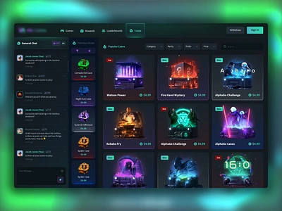 SolCasino - Online Crypto Casino: Cases app casino casino game crypto game dashboard design gambling game design game ui landing page design launcher ui online casino ui design web app design web design web3 game website website design