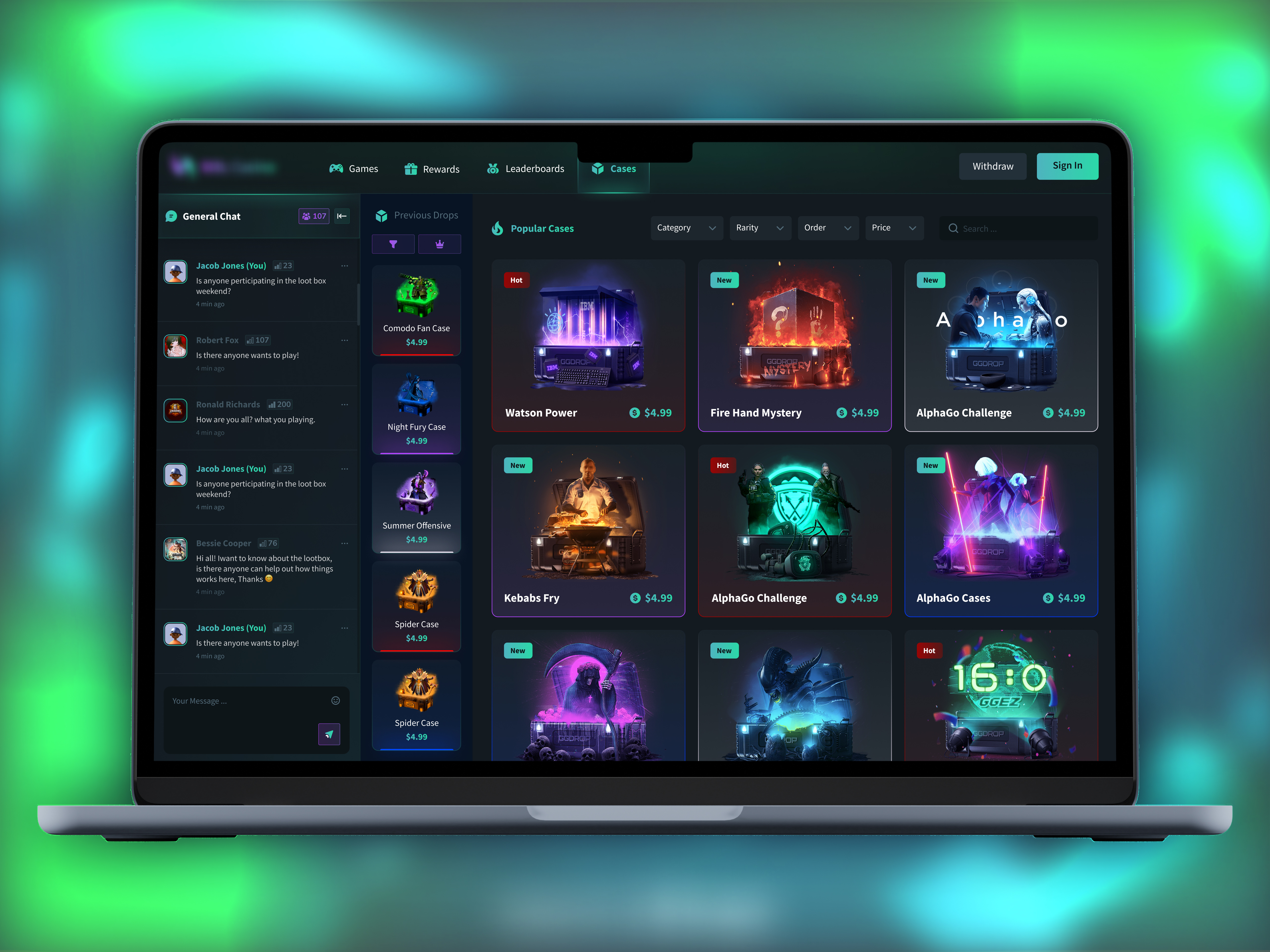 Example of Online Casino Gaming Website Design