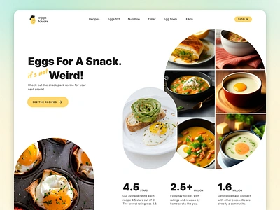 Eggs Lovers - Recipe Website & Cooking Community breakfast clean community desktop dish eat eggs homepage ideas lovers meal minimalistic planning recipe snack timer tools ui web website