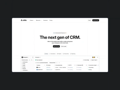 Attio homepage redesign ai animation bento brand identity branding crm digital product features grid homepage landing page minimal quote saas typography ui visual design website