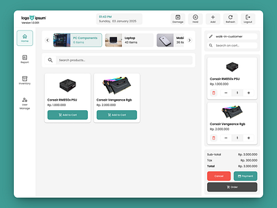 Point of Sale (POS) - Dashboard desktop green point of sale pos ui