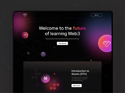 LEOS | A futuristic web experience for Web3 learning branding crypto dark dark theme design futuristic hero landing page learning night ui ux web design web3