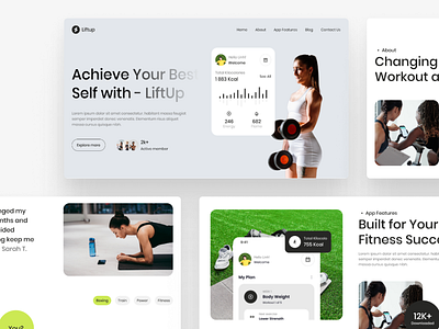 Fitness App Modern Clean Landing Page app design exercise fitness gym health landing landing page mobile mobile app mobile app design mobile application mobile application design nutrition sporty template website website design wellness workout