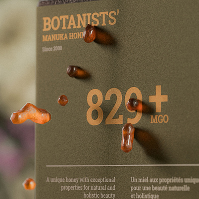 Elegant Product Visuals for Botanists' Manuka Honey 🌿✨ 3d 3d modeling 3d render color correcting color grading design graphic design honey lighting manuka honey 3d render design manuka honey design modeling packaging design post processing social media post texturing