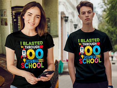 100 Days of School T-Shirt Design. 100 days of school 100 days smarter 100 th days 100th days of school back to school brighter custom design illustration kids kindergarten school student t shirt t shirt design teacher tshirt typography vintage