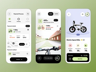 Sustainable Rides - App Concept app design bicycle bike biking crm cycling cyclist lock mobile app route saas smart tracker ui ux wheels