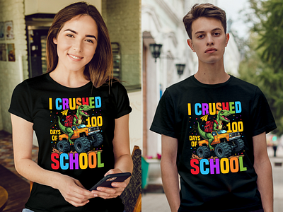 100 Days of School T-Shirt Design. 100 days brither 100 days school 100 days smarter 100th day 100th day of school back to school branding design illustration kids kindergarten preshool school student t shirt t shirt design teacher tshirt