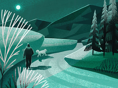 Case Study: Winter Illustration Art design design studio digital art digital artwork digital illustration digital painting dog walking graphic design illustration illustration art illustrations illustrator landscape nature procreate scenery snow winter winter weather