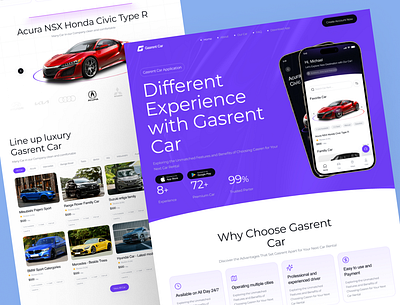 Gasrent car Website automotive car design car website landing page marketing transportation uiux vehicle web design website