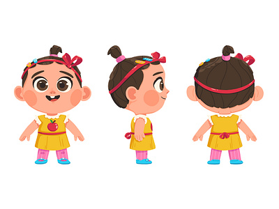 1,5-Year-Old Girl Character 2d 2d to 3d 360 art cartoon character concept art design illustration kid poses