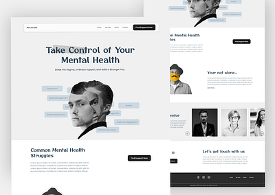 landing page for men mental health clean web design graphic design landing page mental health simple ui