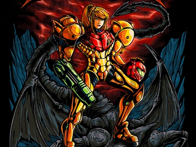 SUPER METROID branding clothing fanart graphic design illustration merch metroidvania samus aran t shirt design