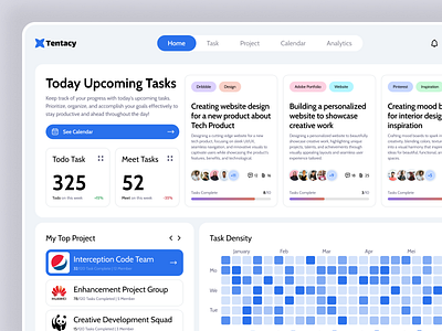 Tentacy - Task Management ~ Dashboard branding design graphic design illustration logo ui uidesign uiux ux uxdesign