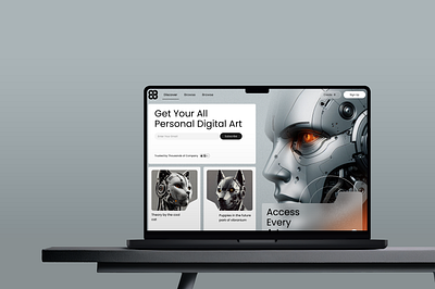 Digital Art Website UI 2025 ui ai ai website ui artificial intelligence design digital art website digital product futuristic futuristic ui hero section landing page minimal minimal website minimal website ui product design trending ui ux website