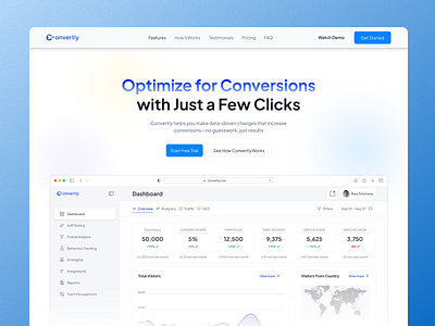 Convertly - SaaS Design branding design figma landingpage landingpagedesign saas saasdesign saaswebdesign saaswebsite ui uidesign uiux uiuxdesign uxdesign webdesign websitedesign