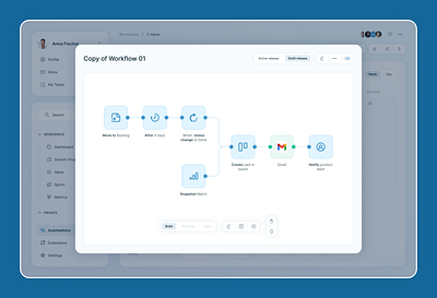 🤖 Automations: visual workflow builder product software uiux
