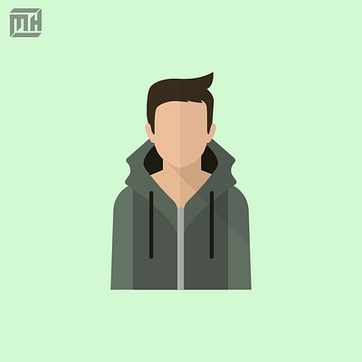 flat art of myself aesthetic branding design flat art green logo profile vector