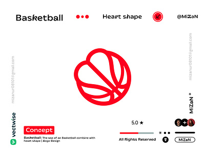 Sports logo design | Basketball with Heart shape basketball branding business logo design graphic design logo logo creation logo design logoinspirations sports logo