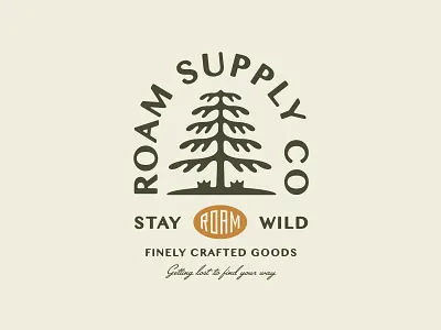 Roam Supply Co. - Shirt Graphic adventure badge branding graphic tee hand drawn illustration lockup logo outdoors roam tree typography vintage