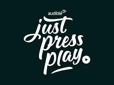 "Just press play" Lettering adobeillustrator audible blackwhite handlettering justpressplay lettering play press script scriptlettering typography