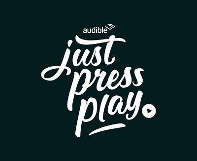 "Just press play" Lettering adobeillustrator audible blackwhite handlettering justpressplay lettering play press script scriptlettering typography