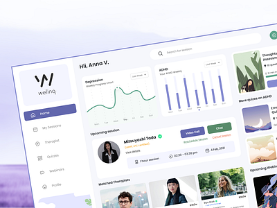 Welinq - Therapy dashboard design ui uiux web website website design