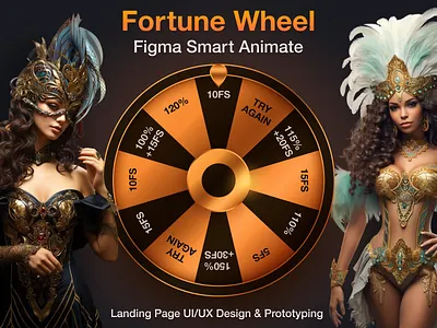 Fortune Wheel Landing Pages: UI/UX Design & Prototyping animation artificial intelligence casino figma fortune wheel gambling graphic design landing smart animate ui ux