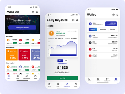 Monifiex - Crypto Exchange Platform Mobile App app application branding crpyto design exchange graphic design mobilde design mobile mobile application ui ui design ux design ux research