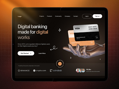 Digital Banking Website Ui Design banking website bankingcard blockchain digital banking finance fintech herosection modern ui online banking payments secure banking web design website ui