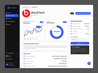 Investment Opportunity page - SaaS Dashboard clean dashboard dashboard design data investment investment opportunity opportunity product product design saas saas dashboard ui uiux ux