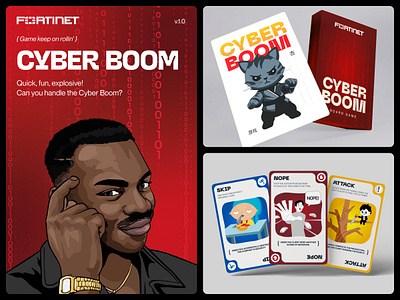 💣 Cyber Boom - Fortinet | Packaging Design, Illustrations board game branding card game graphic design identity illustration logo packaging product ui visual design