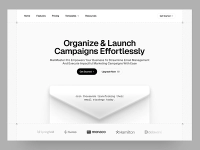 Simplifying campaigns and email management 3d figma hero section icon illustration landing page light mode line mail minimal modern simple ui white