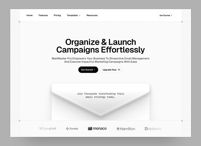 Simplifying campaigns and email management 3d figma hero section icon illustration landing page light mode line mail minimal modern simple ui white