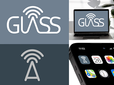 A Company called Glass that distributes radio show branding glass graphic design logo radio show