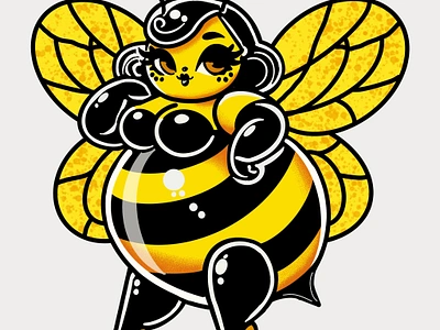 Veronica THE Queen Bee amateur bee cartoon character creation colour digital art digital illustration graphic design illustration minimal pin up retro