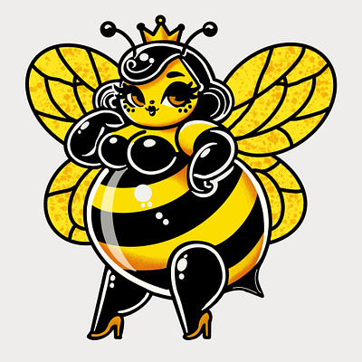 Veronica THE Queen Bee amateur bee cartoon character creation colour digital art digital illustration graphic design illustration minimal pin up retro